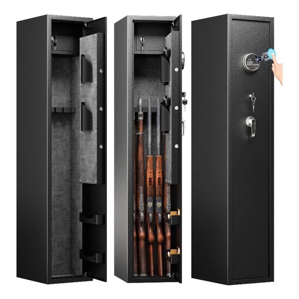 Pemberly Row Rifle Gun Safe with Quick Access Fingerprint for 5 Guns