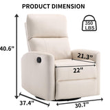 ANJ Manual Swivel Rocker Recliner, Glider Recliners with Padded Armrest and Backrest, Soft Leather Nursery Rocking Recliner Chair Reclining Sofa for Living Room ANJ