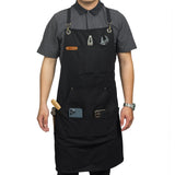 KEMITAC Barbecue Apron For Men, Men Cooking Apron, Work Apron, Gardening Apron, Welding Apron - Waterproof, Fireproof, Adjustable Straps, Many Pockets, Dirt-Repellent - Black Canvas KEMITAC