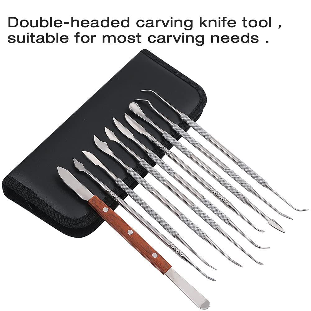 Wax Carving Tools - 10PCS Stainless Steel Wax Carvers Set Sculpture Chisel Tools Double-Ended Pottery and Polymer Clay Tools and Carrying Case LVCHEN
