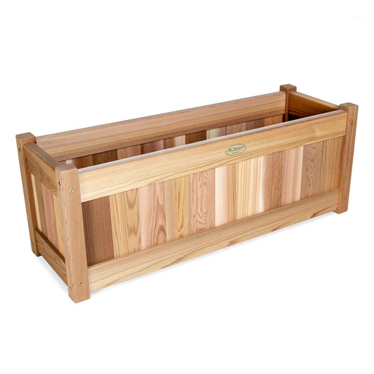 All Things Cedar Premium Cedar Box Planter (32-in x 11) for Growing Flowers, Plants, and Herbs; Ideal for Patio, Porch, Garden, Balcony, Deck; 100% Western Red Cedar