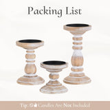 Inweder Wood Pillar Candle Holder: 3Pcs Rustic White Candle Holders for Pillar Candles Wood Candle Holders Distressed Wooden Farmhouse Candle Holder Large Rustic Candle Holder for Fireplace Table Inweder
