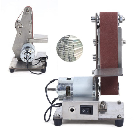Electric Belt Sander Polishing Grinding Sharpener DIY Power Sanding Machine Cutter Edges Mini Bench Belt Grinder Kit with 10PCS Sanding Belt GMSLuu