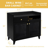 COCO DESIGN Small Wine Cabinet with Glass Doors, Modern Liquor Bar Cabinet with LED Light for Alcohol, Farmhouse Buffet Coffee Sideboard with Storage for Kitchen, Black COCO DESIGN