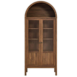 Modway Tessa Arched 71" Tall Storage Display Cabinet in Walnut Wood Grain Modway
