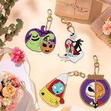 8Pcs Halloween Diamond Art Kits Keychains, DIY 5D Full Drill Special Shape Rhinestone Painting Kit for Beginners Adults, Horror Diamond Dots Art Key Chain Gems Art Craft Amshem