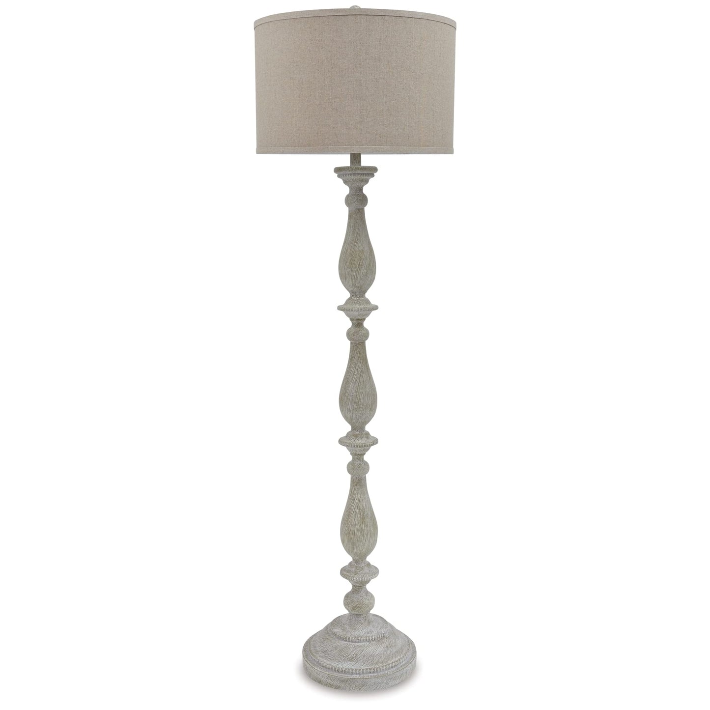 Signature Design by Ashley Bernadate Cottage 61" Candlestick Design Floor Lamp, Whitewash - WoodArtSupply