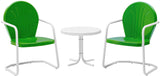 Crosley Furniture Griffith 3-Piece Outdoor Chair and Side Table Set, Retro Metal Bistro Patio Sets for Porch, Grasshopper Green Crosley Furniture