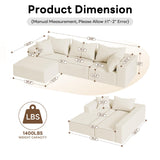Vamcheer Modular Sectional Sofa with Chaise, Modern L Shaped Cloud Couch with Deep Seat, Sectional Couches for Living Room, Bedroom, Office, No Assembly Required, Cream Vamcheer