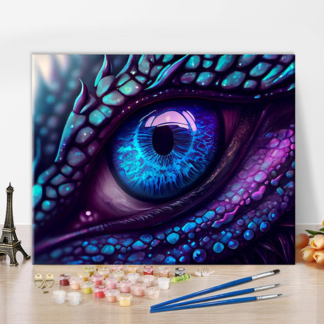 TUMOVO Paint by Numbers for Adults Dragon Eye in Blue and Purple Colors DIY Easy Paint by Numbers Paint by Numbers for Beginner Kids and Adults Home Wall Decor Oil Painting 16x20 Inch TUMOVO