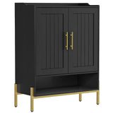 HOOBRO Shoe Cabinet, 5-Tier Shoe Storage Organizer with Doors, Wooden Shoe Cabinet Storage for Entryway, Freestanding Shoe Rack Cabinet with 3 Adjustable Shelves for Hallway, Gold and Black DB41SC01 HOOBRO