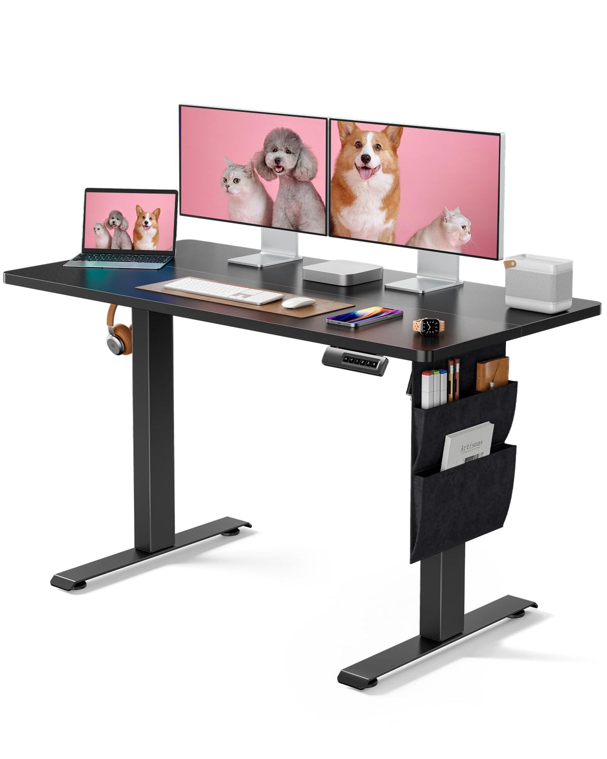 Marsail Standing Desk Adjustable Height Home Office Desk,‎48x24 Inch Electric Standing Desk, Stand up Desk with Storage Bag,Headphone Hook for Computer Workstations Desk 4 Memory Preset Marsail