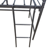 JURMERRY Metal Loft Twin Bed with Sturdy Steel Frame, High Sleeper Multipurpose Use Full-Length Guardrails & One Integrated Ladders Space- with Strong Board Slats,Black JURMERRY