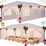 HOTEEL 10'x30' Canopy Party Tent with 6 Removable Sidewalls, Outdoor Event for Weddings, BBQ, Parties, Patio Camping Gazebo, Waterproof, White Hoteel