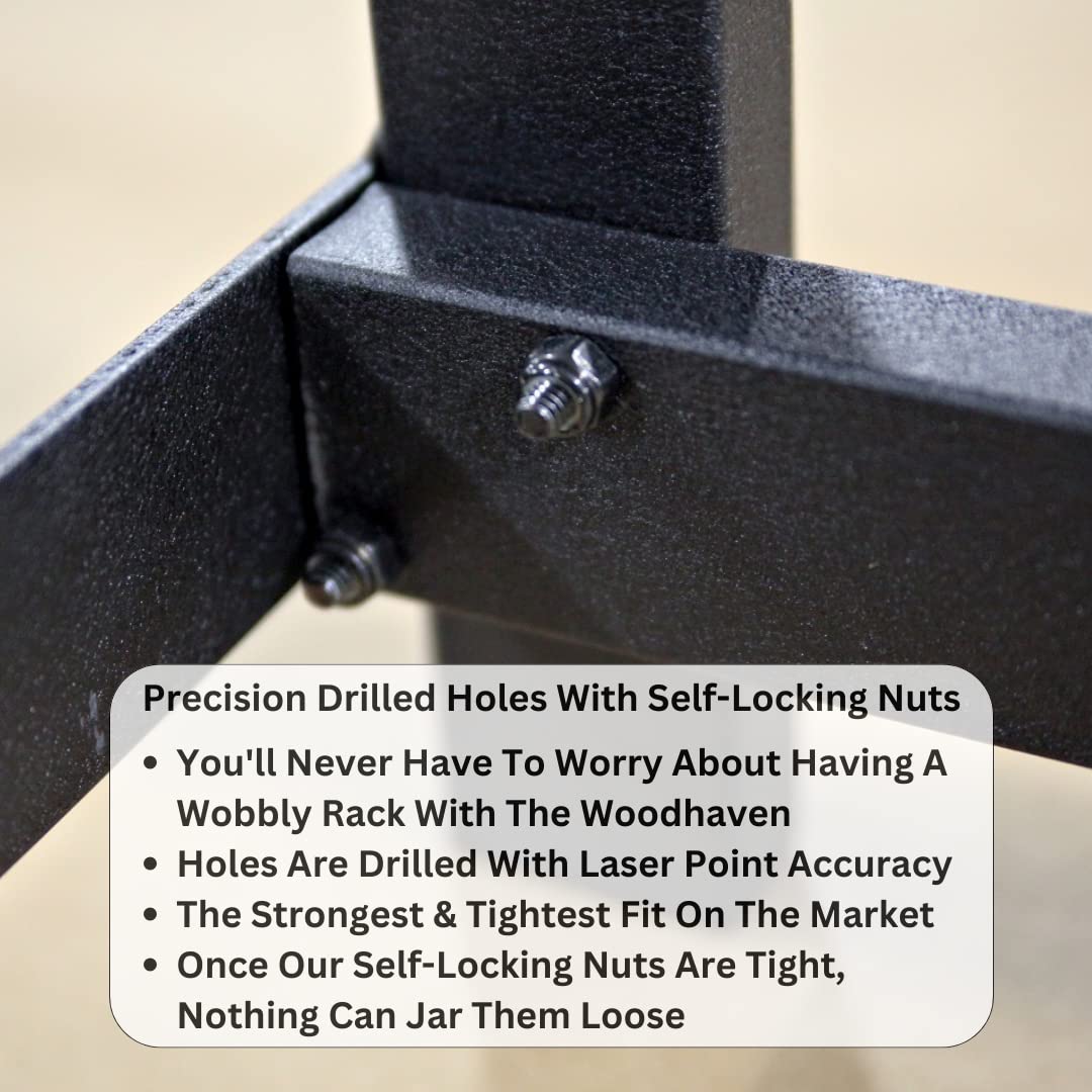 Woodhaven 8 Foot 1/2 Cord Firewood Log Rack With Optional Cover - Made In USA - Outdoor Use Lifetime Structural Warranty - Black Texture Powder Coat Finish - Made With Heavy Duty Steel Woodhaven