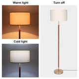 HonoDing Mid-Century Modern Floor Lamp, Walnut Wood Finish, Drum Shade, Living Room Décor (64in, E26 LED) HonoDing