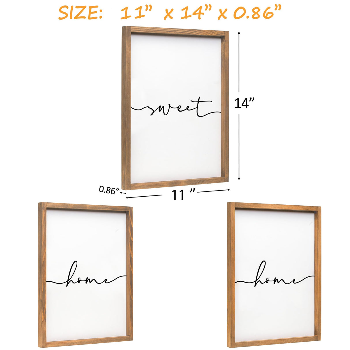 Heiple Set of 3 Framed Farmhouse Home Sweet Home Sign 11"x14" Above Bed Wall Decor for Bedroom Decor and Living Room Wall Art Wood Signs (Brown, 11''x14) Heiple