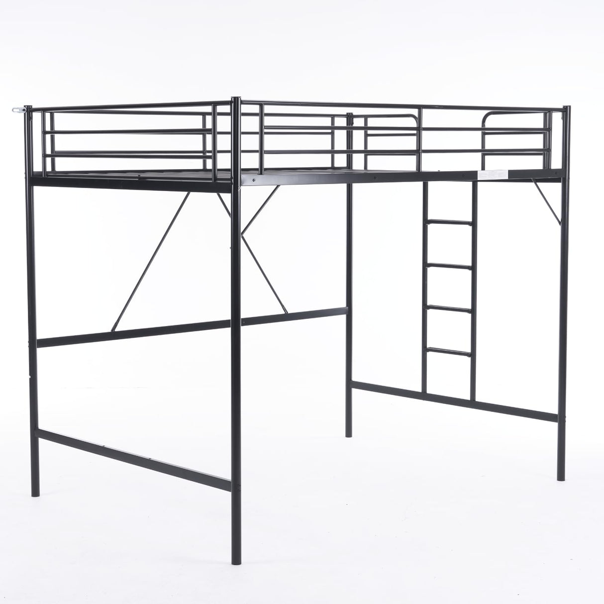 VINGLI Loft Bed Full Size with Flat Rungs for Adults, Kids and Young Teens, No Box Spring Required,Heavy Duty Metal Slat Support VINGLI