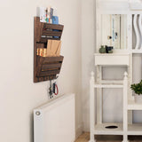 MOOACE Mail Organizer Wall Mount with Key Hooks, 2-Slot Wood Mail and Key Holder for Wall Organizers, File Letter Folder Home Office Accessories Organizer Farmhouse Decor MOOACE