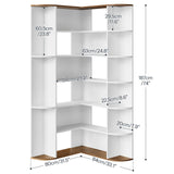 HOOBRO Corner Bookshelf, L-Shaped Bookcase with Display Shelf for Home Office, Living Room, 74" Tall Corner Bookcase, 6-Tier Bookcase with Open Storage, Wooden Corner Bookshelves, White WH80SJ01 HOOBRO