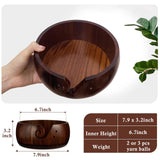Wooden Yarn Bowl Holder, Craft Knitting Bowl with 8pcs Metal Crochet Hooks, 7.9''Large Yarn Holder Dispenser Yarn Storage Bowls, for Knitters & Crocheters (Brown 7.9 inch) Sewovvmu