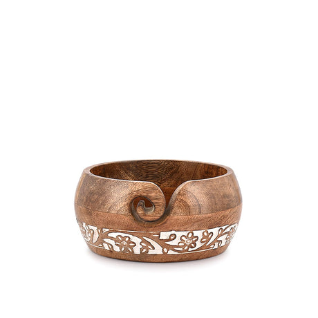 BHAVATU Yarn Storage Mango Wood Yarn Bowl for Crocheting | Crochet/Knitting Yarn Bowls Best Gift from Craft Supplies (6" x 6"x 3") BHAVATU