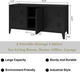 MIOCASA TV Stand Metal TV Table with Storage Steel 3 Door Locker Cabinet for Living Room (Black) MIOCASA