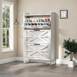 YITAHOME Slim Shoe Storage Cabinet with 3 Flip Drawers– Holds 24 Pairs, Space-Saving Shoe Rack for Entryway, Hallway & Living Room White Farmhouse Design YITAHOME