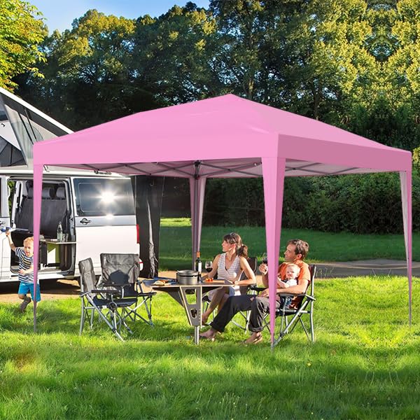GDY 10'x10' Pop Up Canopy Tent, Outdoor Canopy Tent, Commercial Instant Gazebos, Portable Shelter Canopies, for Patio/Outdoor/Wedding Parties and Events,(Pink). GDY