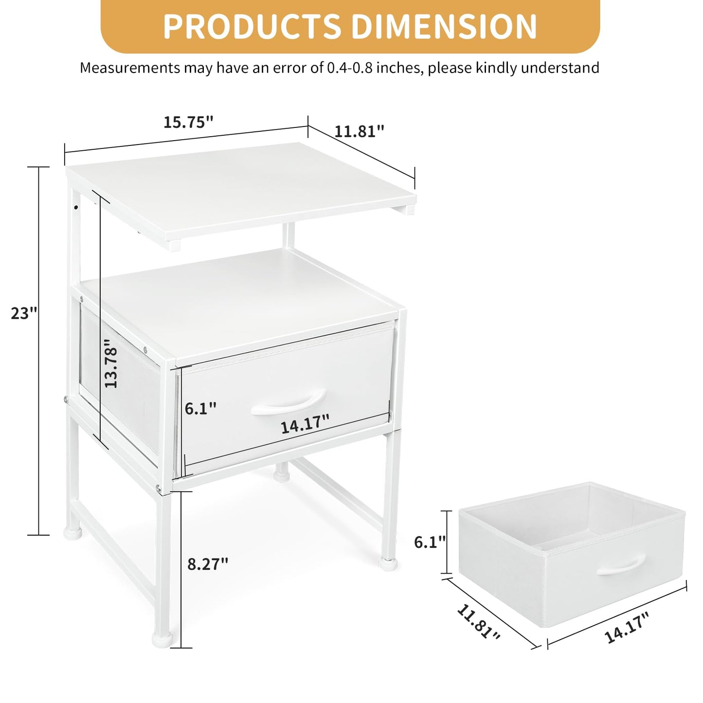 ErgoDesign Floating Nightstands with Drawer, Wall Mounted Bed Side Table Floating Drawer, 2 in 1 Floating Bedside Table with Storage Drawer for Bedroom, Living Room, Study Room, Closet (White - WoodArtSupply