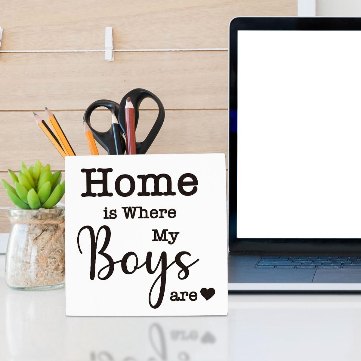 Mom Gifts, Home is Where My Boys are Sign, New Mom Gifts, Housewarming Gifts, Christmas Mothers Day Gifts for Mom Mother Mommy, Funny Home Decorations 5 X 5 inch WXUMTM