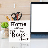 Mom Gifts, Home is Where My Boys are Sign, New Mom Gifts, Housewarming Gifts, Christmas Mothers Day Gifts for Mom Mother Mommy, Funny Home Decorations 5 X 5 inch WXUMTM