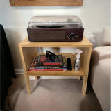 Bamboo Stackable End Table Nightstand - Living Room Small Side Table – Modern Wood Bedside Tables for Bedroom with Open Storage Record-Happy