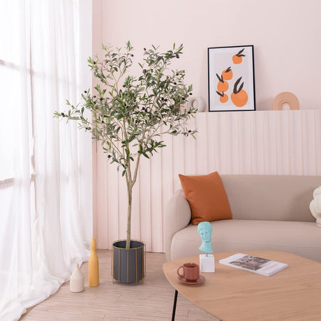 Hobyhoon Artificial Olive Tree, 6FT Tall Faux Silk Plant Artificial Tree in Potted Oliver Branch Leaves and Fruits for Modern Home Decor Indoor Hobyhoon