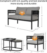 Grand patio 6-Piece Wicker Outdoor Furniture Set with Beige Thick Cushions and Coffee Table, Patio Sofa Conversation Set for Backyard, Balcony, Garden Grand patio