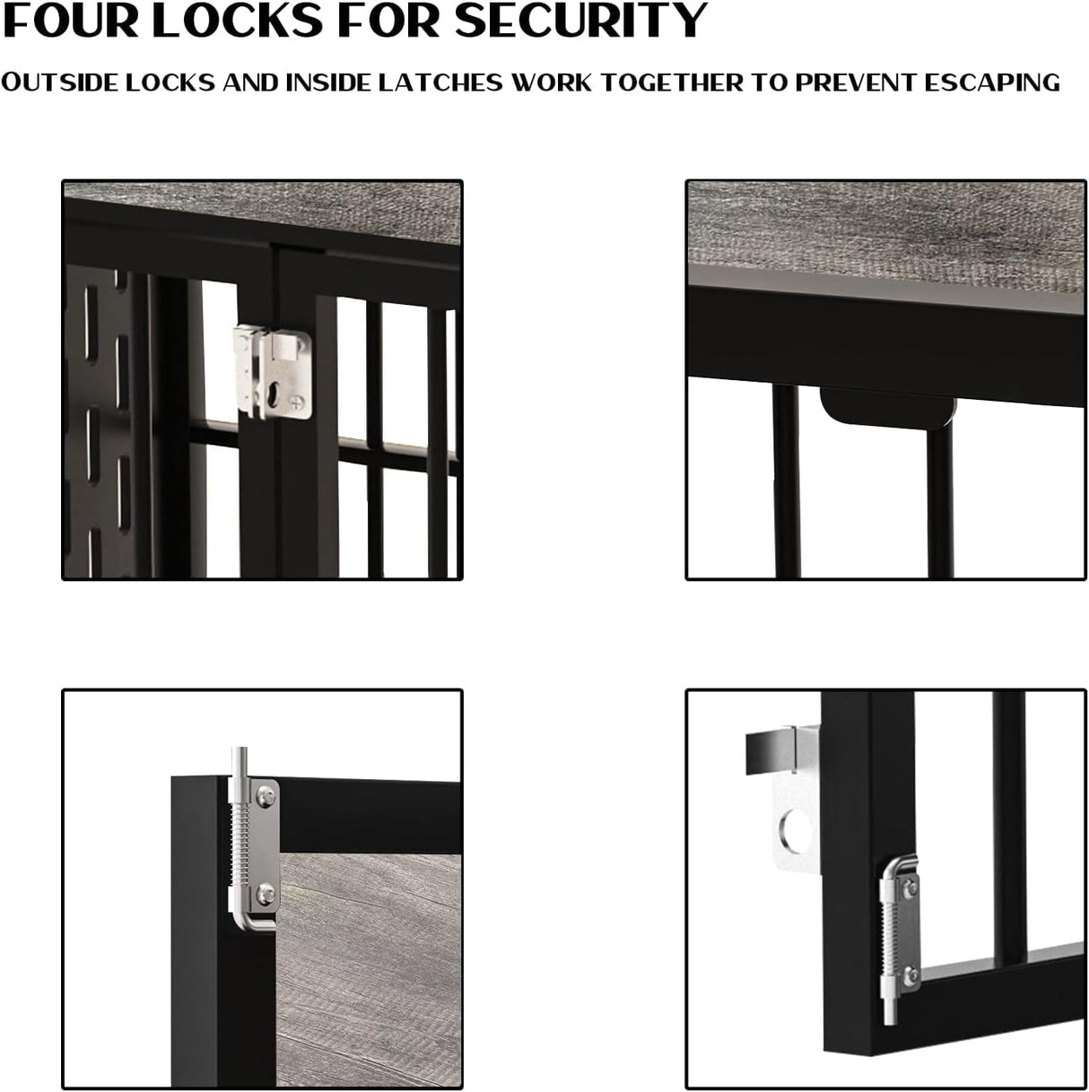 Snimoy Heavy Duty Dog Crate 42'', Furniture Style Large Dog Kennel, Wooden Dog Crate Table, Indoor Dog House Rustic Brown Snimoy