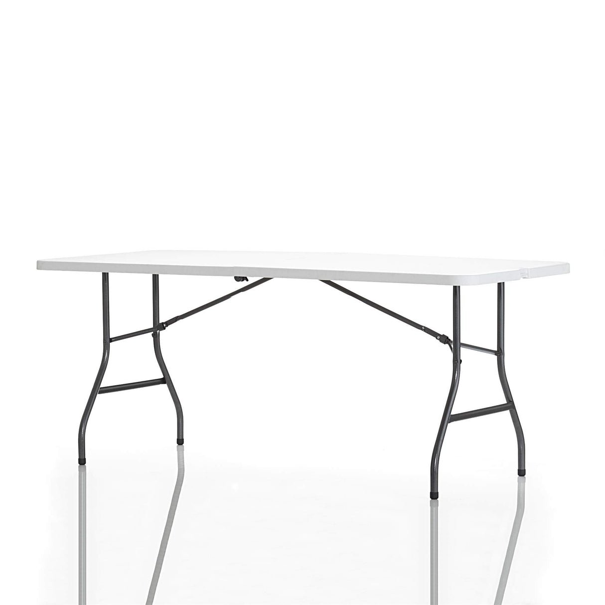 COSCO Fold-in-Half Banquet Table w/Handle, 6ft, White Cosco