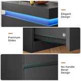 BTHFST 5 Drawers Black Tall Dresser with LED Lights, Modern Tall LED Organizer for Bedroom, Wooden Tall Chest of Drawers with Large Capacity for Bedroom, Closet, Hallway BTHFST