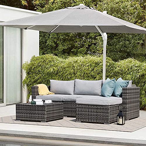 Patiorama 5 Piece Outdoor Patio Furniture Set, Sectional Conversation All-Weather Grey PE Wicker w/Light Cushions, Backyard Porch Garden Poolside Balcony Set Patiorama