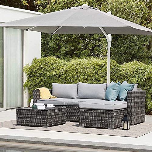 Patiorama 5 Piece Outdoor Patio Furniture Set, Sectional Conversation All-Weather Grey PE Wicker w/Light Cushions, Backyard Porch Garden Poolside Balcony Set - WoodArtSupply