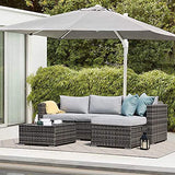Patiorama 5 Piece Outdoor Patio Furniture Set, Sectional Conversation All-Weather Grey PE Wicker w/Light Cushions, Backyard Porch Garden Poolside Balcony Set Patiorama