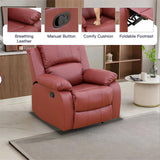 Toseslo Manual Recliner Chair Set, Living Room Furniture Sets with Adjustable Footrests, Modern Single Reclining Sofa Chair, Leather Reclining Couches, Recliner Furniture for RV/Apartment(red) Toseslo