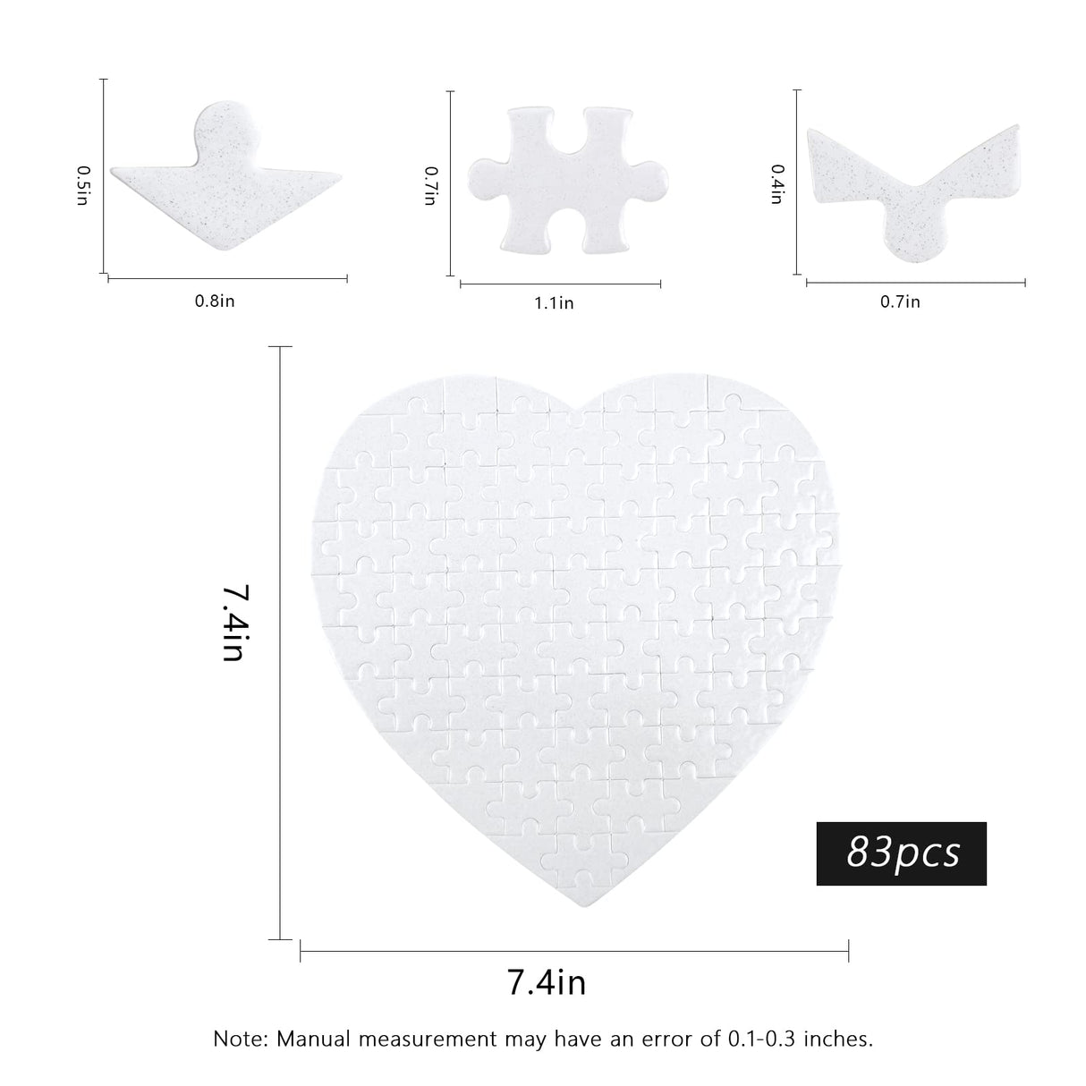 MAIKESUB Sublimation Puzzle Blanks 10 Sets Heart Shaped Sublimation Blanks Jigsaw Puzzles Heat Press DIY Puzzle Blank Custom Puzzle for Heat Transfer 83 Pieces Valentine's Day Present MAIKESUB