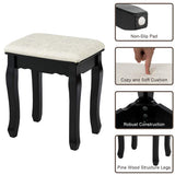 Giantex Vanity Table Set with 12 Lights Mirror, Bedroom Makeup Dressing Table with 360° Rotating Oval Mirror, 5 Drawers and Shelf, Modern Makeup Table with Cushioned Stool for Girls Women (Black) Giantex