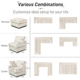 Cloud Sectional Couches for Living Room,100.5" Convertible L Shaped Couch with Ottoman, 4 Seater Modular Sectional Sofa,Deep Seater Furniture Sets,Beige WJShome