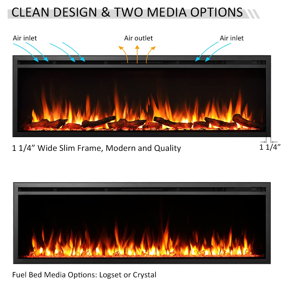 LegendFlame Austin in Wall Recessed & Wall Mounted Electric Fireplace (60") Legend Flame