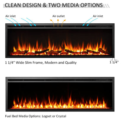 LegendFlame Austin in Wall Recessed & Wall Mounted Electric Fireplace (60")