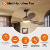 addlon Ceiling Fans with Lights, 60 Inch Indoor/Outdoor Ceiling Fan with Remote Control, Reversible, 3 Wood Blades, 6 Speeds, 3CCT Dimmable, Noiseless, Large Ceiling Fan for Patio, Gazebo, Farmhouse addlon