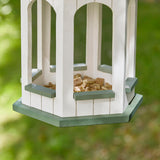 Glitzhome Large Capacity Hanging Bird Feeder,15.75" H Patina Metal Roof Solid Wood Gazebo Tray Bird Feeder for Outdoors Hanging,Supports Cardinals, Finch, Blue Jay,Sparrows and Outside Wild Birds glitzhome
