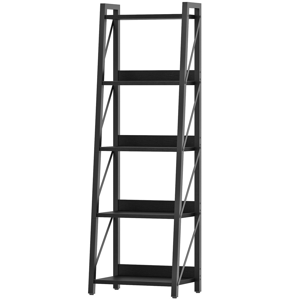 HOOBRO Ladder Shelf, 5-Tier Bookshelf, Corner Bookcase, Freestanding Storage Shelf Display Organizer, for Living Room, Bedroom, Home Office, Kitchen, Black BB305CJ01 HOOBRO